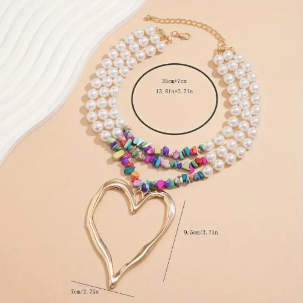 ✨🆕✨ Boho Exaggerated Heart Turquoise Decor Necklace✨ avail in Red + Blue✨